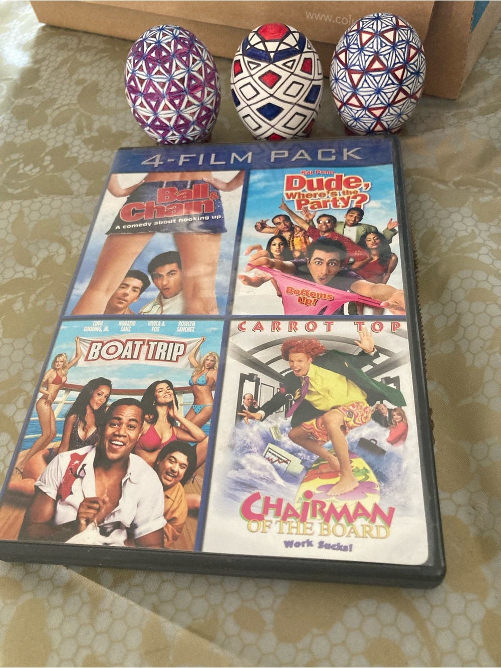 4-Film Comedy Pack DVD Collection -boat trip, ball & chain, carrot top, dude